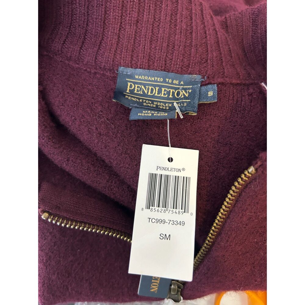 NWT Pendleton 100% Merino Wool Full Zip Knit Cardigan Sweater Burgundy - Picture 6 of 12